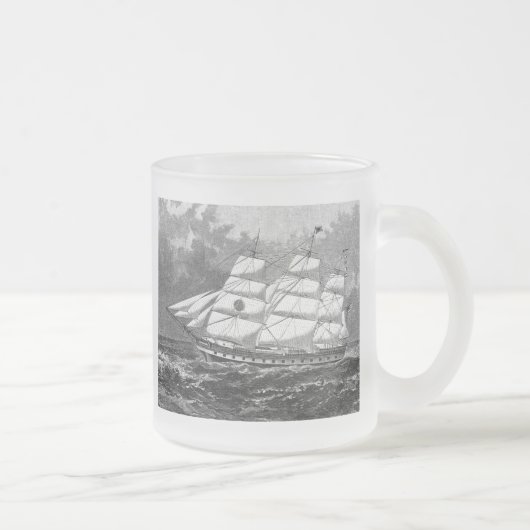 Oud zeilschip matglas koffiemok (Rechts)