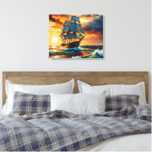 Oud zeilschip op een stormachtig Zee Canvas Afdruk (Insitu (Slaapkamer))