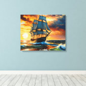 Oud zeilschip op een stormachtig Zee Canvas Afdruk (Insitu (Houten vloer))