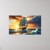 Oud zeilschip op een stormachtig Zee Canvas Afdruk (Voorkant)