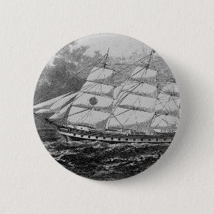Oud zeilschip ronde button 5,7 cm