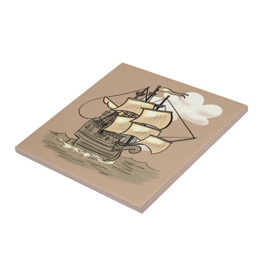 Oud zeilschip tegeltje (Zijkant)