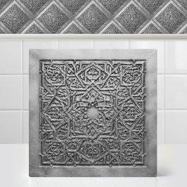 Oud zilver Marokkaanse Arabesque geometrisch Tegeltje