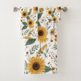 Oud Zonnebloempatroon Zomer Badhanddoekenset Bad Handdoek