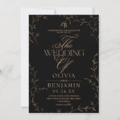 Oud Zwart Botanisch Huwelijk Kaart (Voorkant)