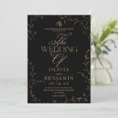 Oud Zwart Botanisch Huwelijk Kaart (Staand voorkant)