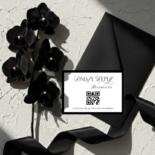 Oud Zwart en Wit Geld RSVP Kaartje