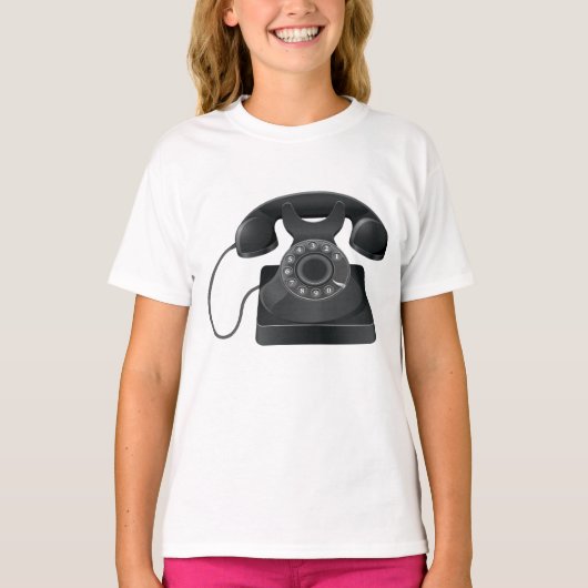 Oud zwart telefoon meisjes T-shirt (Voorkant)