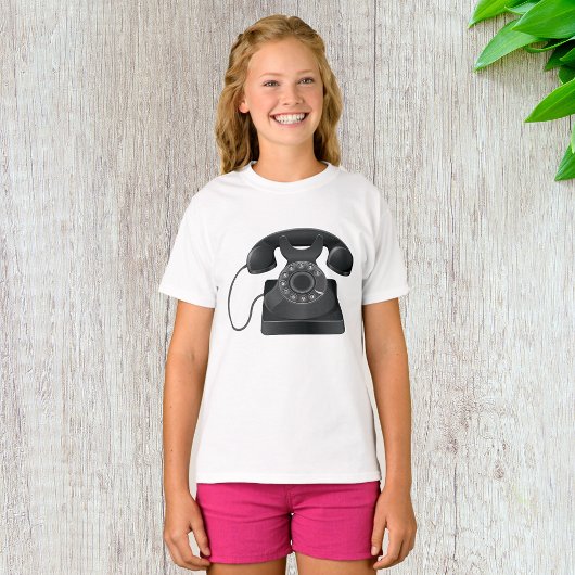 Oud zwart telefoon meisjes T-shirt
