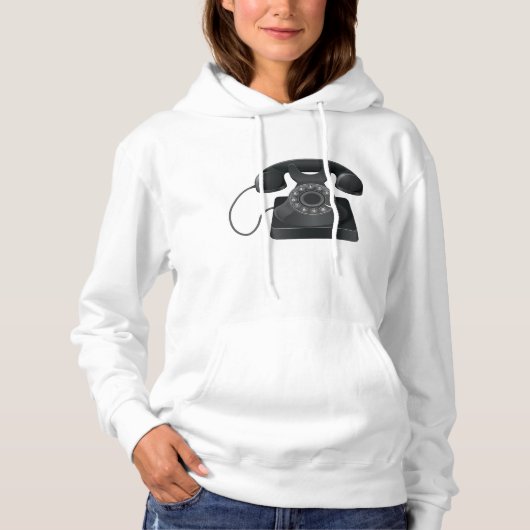 Oud Zwart Telefoon Vrouwen Hoodie (Voorkant)