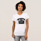 Oud zwart telefoon vrouwen T-shirt (Voorkant volledig)