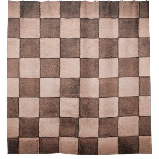 Oud zwart-wit betegeld steenwandtextuur achterzijd douchegordijn (Voorkant)