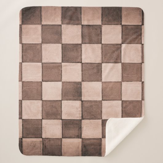 Oud zwart-wit betegeld steenwandtextuur achterzijd sherpa deken (Voorkant)