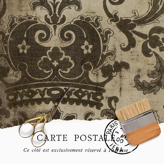 Oudbruin kroonmotief rustieke decoupage tissuepapier