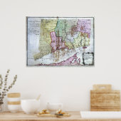 Oude 1766 Connecticut-kaart Poster (Keuken)