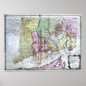 Oude 1766 Connecticut-kaart Poster (Voorkant)