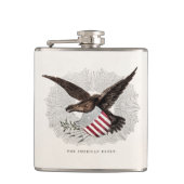  Oude 1800s American Eagle Bird Illustration Heupfles (Voorkant)