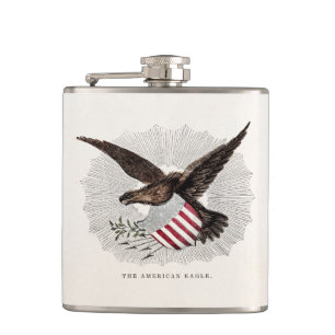  Oude 1800s American Eagle Bird Illustration Heupfles