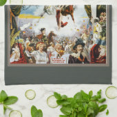 Oude 1900 Mobile Mardi Gras Carnaval Poster Kunst Theedoek (Gevouwen)