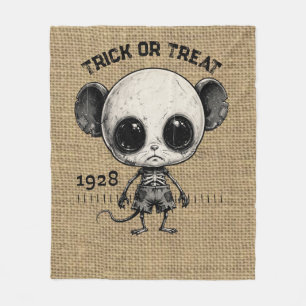 Oude 1928 Griezige Muis Jute Halloween Fleece Deken