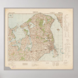 Oude 1941 Kopenhagen Kaart, Denemarken Poster