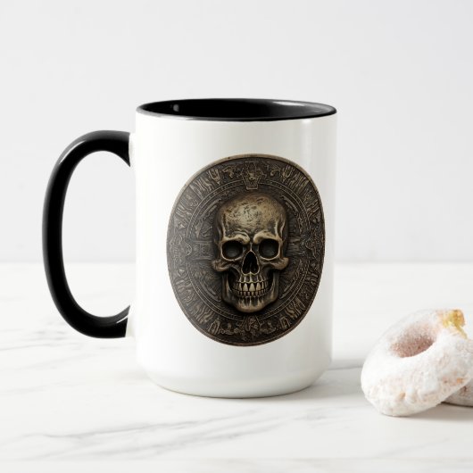 Oude 3D schedel munt Mok (Met donut)