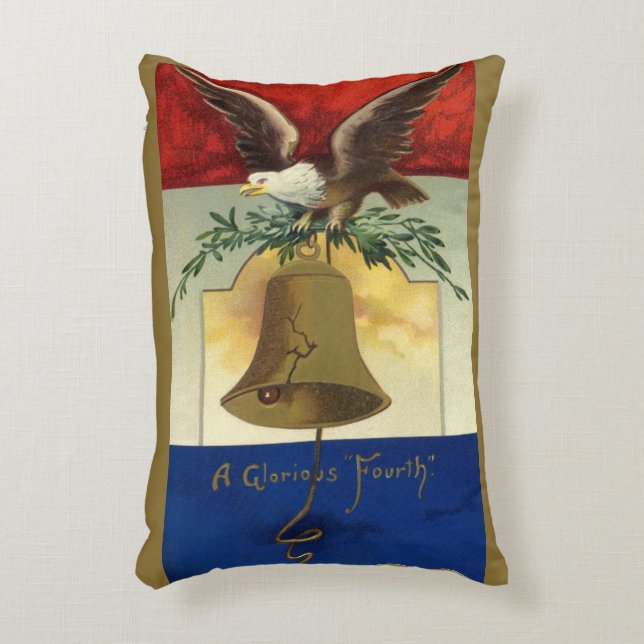Oude 4 juli met adelaar en Liberty Bell Accent Kussen (Voorkant(Verticaal))