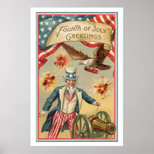 Oude 4 juli vuurwerk met Oom Sam Poster