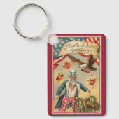 Oude 4 juli vuurwerk met Oom Sam Sleutelhanger (Voorkant)