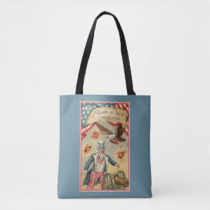Oude 4 juli vuurwerk met Oom Sam Tote Bag