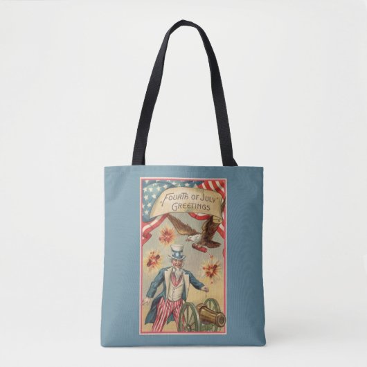 Oude 4 juli vuurwerk met Oom Sam Tote Bag (Voorkant)