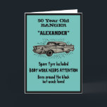 Oude 50ste verjaardag Joke Vintage Car Funny Kaart<br><div class="desc">Maak die 50e verjaardag speciaal met deze grappige  retro-stijl kaart. De gebruikte humor is iets waar we allemaal mee te maken hebben. Pas de tekst van deze verjaardagskaart eenvoudig aan met behulp van de meegeleverde sjabloon.</div>