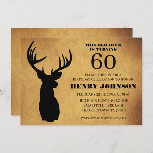 Oude 60e verjaardag Buck Kaart (Voorkant / Achterkant)