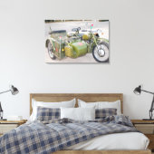 Oude 750B-2 legermotor met zijspan Canvas Afdruk (Insitu (Slaapkamer))
