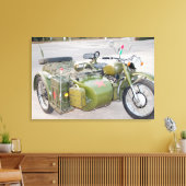 Oude 750B-2 legermotor met zijspan Canvas Afdruk (Insitu (Woonkamer))