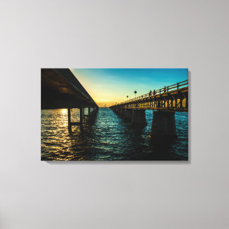 Oude 7 mijl brug en nieuwe 7 mijl brug zonsonderga canvas afdruk