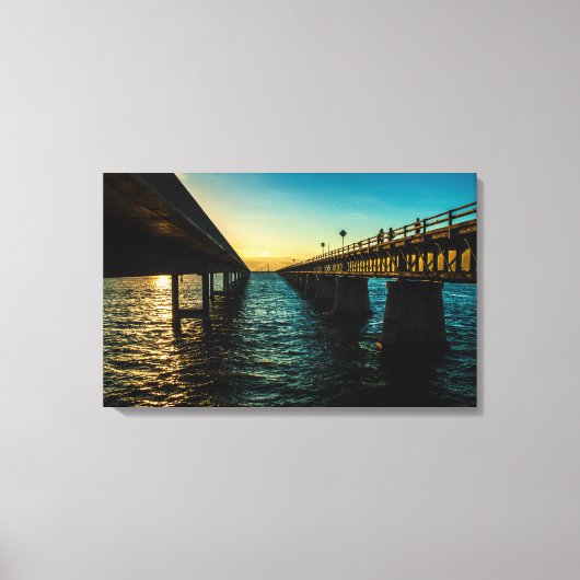 Oude 7 mijl brug en nieuwe 7 mijl brug zonsonderga canvas afdruk (Voorkant)