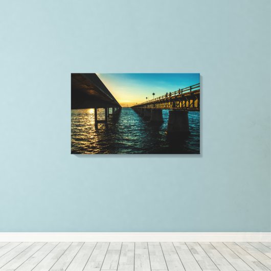 Oude 7 mijl brug en nieuwe 7 mijl brug zonsonderga canvas afdruk (Insitu (Houten vloer))