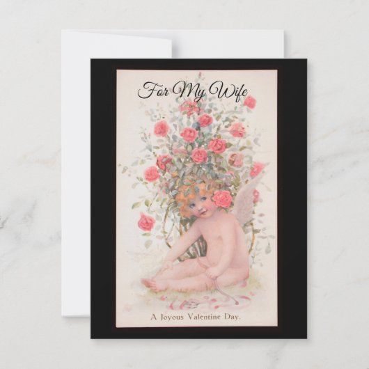 Oude 'A Joyous Valentine Day' Cherub op maat Feestdagenkaart (Voorkant)