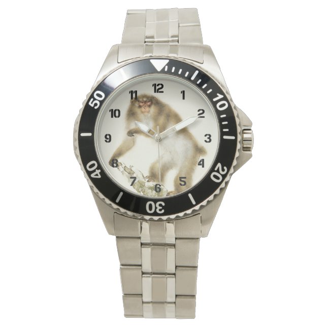 Oude aap met Cherry in het najaar Horloge (Voorkant)