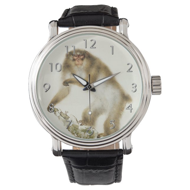Oude aap met Cherry in het najaar Horloge (Voorkant)