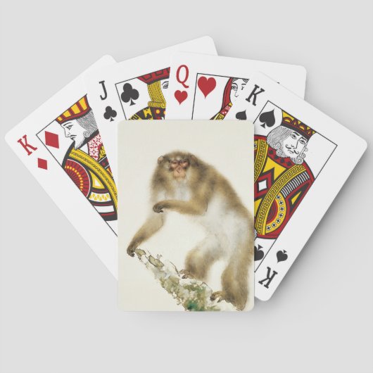 Oude aap met Cherry in het najaar Pokerkaarten (Achterkant)