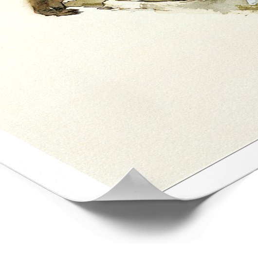 Oude aap met Cherry in het najaar Poster (Hoek)