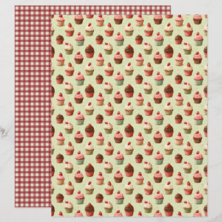 Oude Aardbei Cupcake Scrapbook Papier