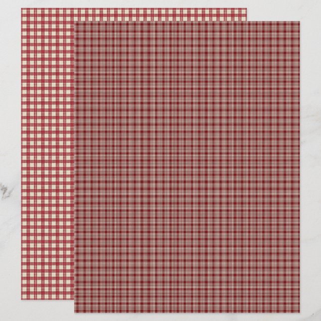 Oude Aardbei Geruite Scrapbook Papier (Voorkant / Achterkant)