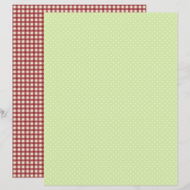 Oude Aardbei Stippen Scrapbook Papier (Voorkant / Achterkant)