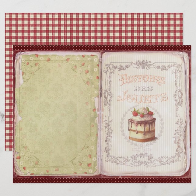 Oude Aardbeiboerderij Scrapbook Papier (Voorkant / Achterkant)