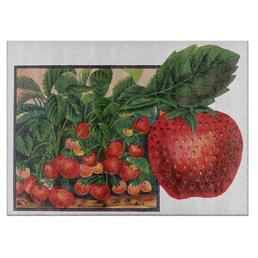 Oude Aardbeien, Aardbeiplanten op een Boerderij Snijplank (Voorkant)