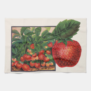 Oude Aardbeien, Aardbeiplanten op een Boerderij Theedoek
