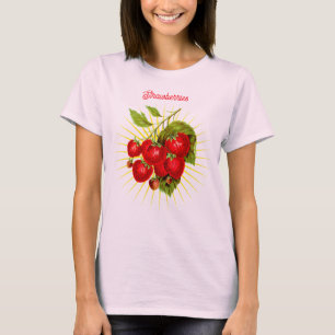 Oude Aardbeien Fruit Botanische Kunst T-shirt